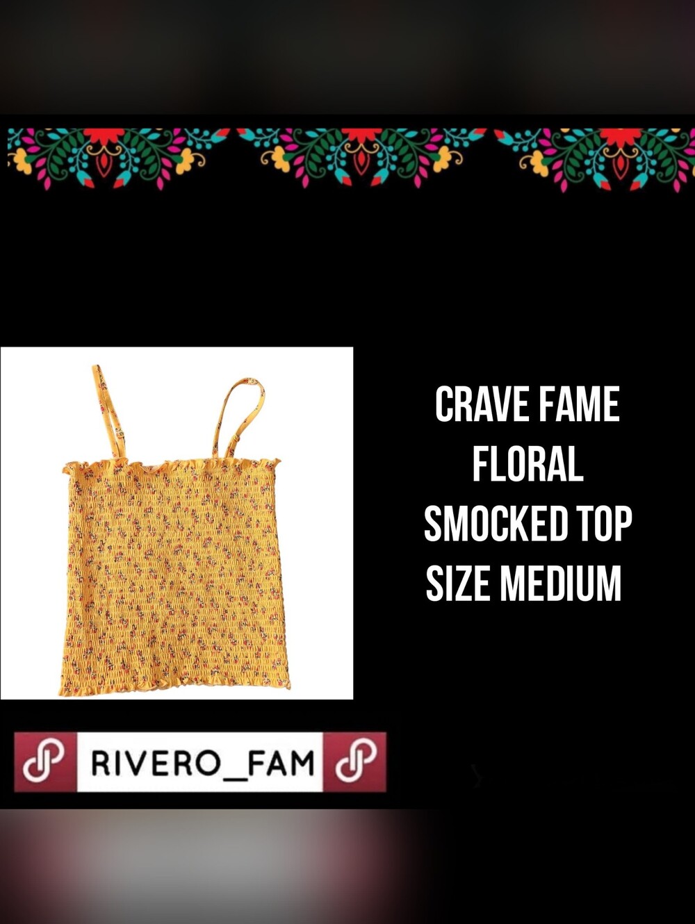 CRAVE FAME | FLORAL SMOCKED TOP | SIZE MEDIUM